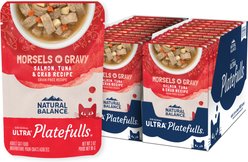 Natural Balance Original Ultra Platefulls Salmon, Tuna & Crab Formula in Gravy Grain-Free Wet Cat Food, 3-oz pouch, case of 24