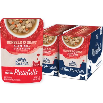 Natural Balance Natural Balance Original Ultra Platefulls Salmon, Tuna & Crab Formula in Gravy Grain-Free Wet Cat Food, 3-oz pouch, case of 24