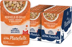 Natural Balance Original Ultra Platefulls Turkey, Chicken & Duck Formula in Gravy Grain-Free Wet Cat Food Pouches, 3-oz pouch, case of 24