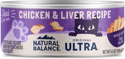 Natural Balance Original Ultra Premium Chicken & Liver Pate Formula Canned Wet Cat Food, 5.5-oz can, case of 4