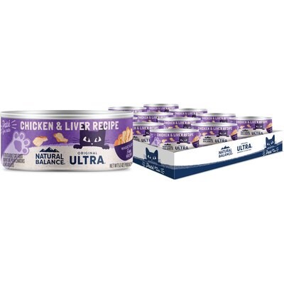 Natural Balance Natural Balance Original Ultra Premium Chicken & Liver Pate Formula Canned Wet Cat Food, 5.5-oz can, case of 24