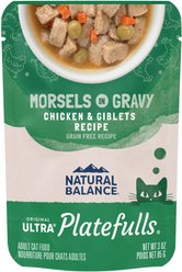 Natural Balance Platefulls Chicken & Giblets Formula in Gravy Grain-Free Cat Food Pouches, 3-oz pouch, case of 24
