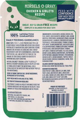 Show full view: Natural Balance Platefulls Chicken & Giblets Formula in Gravy Grain-Free Cat Food Pouches, 3-oz pouch, case of 24 slide 4 of 11