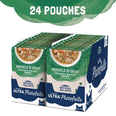 Show full view: Natural Balance Platefulls Chicken & Giblets Formula in Gravy Grain-Free Cat Food Pouches, 3-oz pouch, case of 24 slide 5 of 11