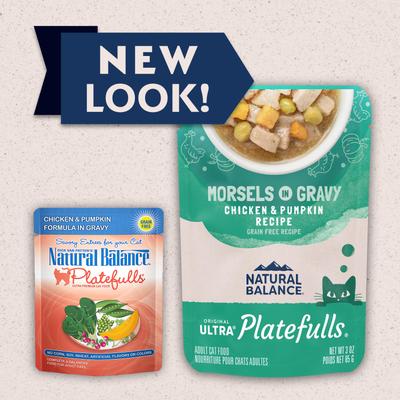 Show full view: Natural Balance Platefulls Chicken & Pumpkin Formula in Gravy Grain-Free Cat Food Pouches, 3-oz pouch, case of 24 slide 3 of 11