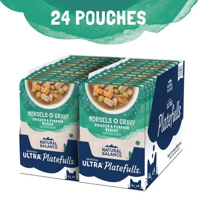 Show full view: Natural Balance Platefulls Chicken & Pumpkin Formula in Gravy Grain-Free Cat Food Pouches, 3-oz pouch, case of 24 slide 5 of 11