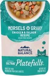 Natural Balance Platefulls Chicken & Salmon Formula in Gravy Grain-Free Cat Food Pouches, 3-oz pouch, case of 24