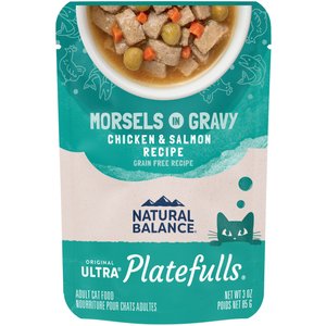 Natural Balance Platefulls Chicken & Salmon Formula in Gravy Grain-Free Cat Food Pouches, 3-oz pouch, case of 24
