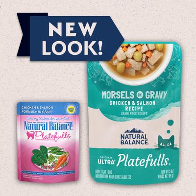 Show full view: Natural Balance Platefulls Chicken & Salmon Formula in Gravy Grain-Free Cat Food Pouches, 3-oz pouch, case of 24 slide 3 of 11