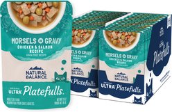 Natural Balance Platefulls Chicken & Salmon Formula in Gravy Grain-Free Wet Cat Food Pouches, 3-oz pouch, case of 24 slide 1 of 9
