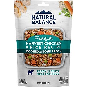 Natural Balance Platefulls Harvest Chicken & Rice Recipe Wet Dog Food, 9-oz pouch, case of 12