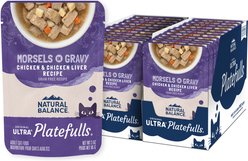 Natural Balance Platefulls Indoor Formula Chicken & Chicken Liver in Gravy Grain-Free Wet Cat Food Pouches, 3-oz pouch, case of 24