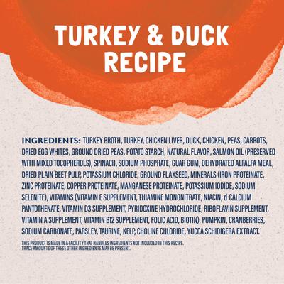 Show full view: Natural Balance Platefulls Indoor Formula Turkey & Duck Formula in Gravy Grain-Free Cat Food Pouches, 3-oz pouch, case of 24 slide 6 of 11