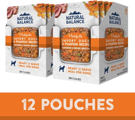 Show full view: Natural Balance Platefulls Savory Duck & Pumpkin Recipe Wet Dog Food, 9-oz pouch, case of 12 slide 4 of 9