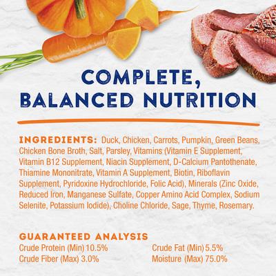 Show full view: Natural Balance Platefulls Savory Duck & Pumpkin Recipe Wet Dog Food, 9-oz pouch, case of 12 slide 7 of 9