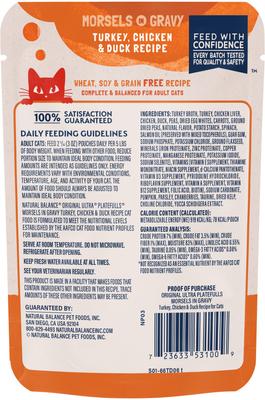 Show full view: Natural Balance Platefulls Turkey, Chicken & Duck Formula in Gravy Grain-Free Cat Food Pouches, 3-oz pouch, case of 24 slide 4 of 11