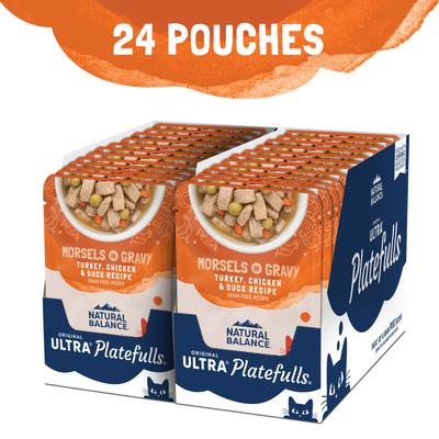 Show full view: Natural Balance Platefulls Turkey, Chicken & Duck Formula in Gravy Grain-Free Cat Food Pouches, 3-oz pouch, case of 24 slide 5 of 11