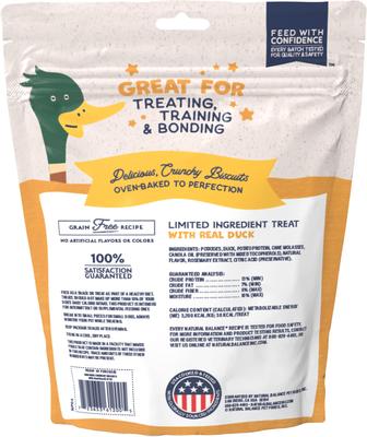 Show full view: Natural Balance Rewards Small Breed Duck Flavored Crunchy Biscuit Dog Treats, 8-oz bag, bundle of 2 slide 4 of 7