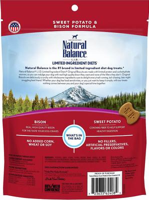 Show full view: Natural Balance Rewards Small Breed Bison Flavored Crunchy Biscuit Dog Treats, 8-oz bag, bundle of 2 slide 3 of 8