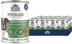 Natural Balance Specialized Nutrition Digestive & Immune Health Adult Lamb & Brown Rice Formula Wet Dog Food, 12.7-oz can, case of 12