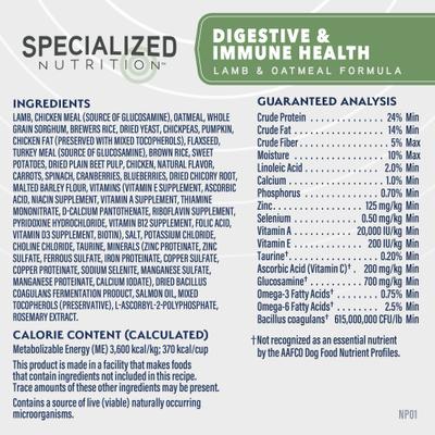 Show full view: Natural Balance Specialized Nutrition Digestive & Immune Health Adult Lamb & Oatmeal Formula Dry Dog Food, 3.5-lb bag slide 9 of 12