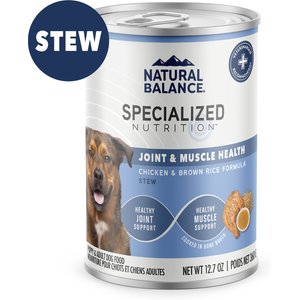 Natural Balance Specialized Nutrition Joint & Muscle Health Adult Chicken & Brown Rice Formula Wet Dog Food, 12.7-oz can, case of 12
