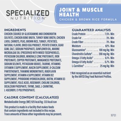 Show full view: Natural Balance Specialized Nutrition Joint & Muscle Health Adult Chicken & Brown Rice Formula Wet Dog Food, 12.7-oz can, case of 12 slide 9 of 10