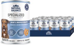 Natural Balance Specialized Nutrition Joint & Muscle Health Adult Chicken & Brown Rice Formula Wet Dog Food, 12.7-oz can, case of 12