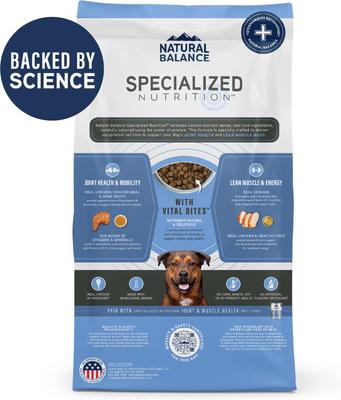 Show full view: Natural Balance Specialized Nutrition Joint & Muscle Health Adult Chicken & Oatmeal Formula Dry Dog Food, 22-lb bag slide 3 of 12