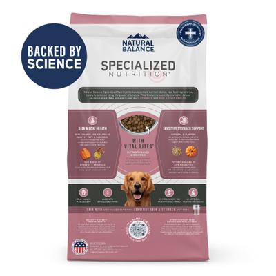 Show full view: Natural Balance Specialized Nutrition Sensitive Skin & Stomach Adult Salmon & Oatmeal Formula Dry Dog Food, 22-lb bag slide 3 of 12