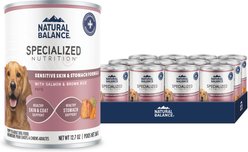 Natural Balance Specialized Nutrition Sensitive Skin & Stomach Formula Adult Salmon & Brown Rice Wet Dog Food, 12.7-oz can, case of 12