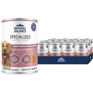 Natural Balance Specialized Nutrition Sensitive Skin & Stomach Formula Adult Salmon & Brown Rice Wet Dog Food, 12.7-oz can, case of 12
