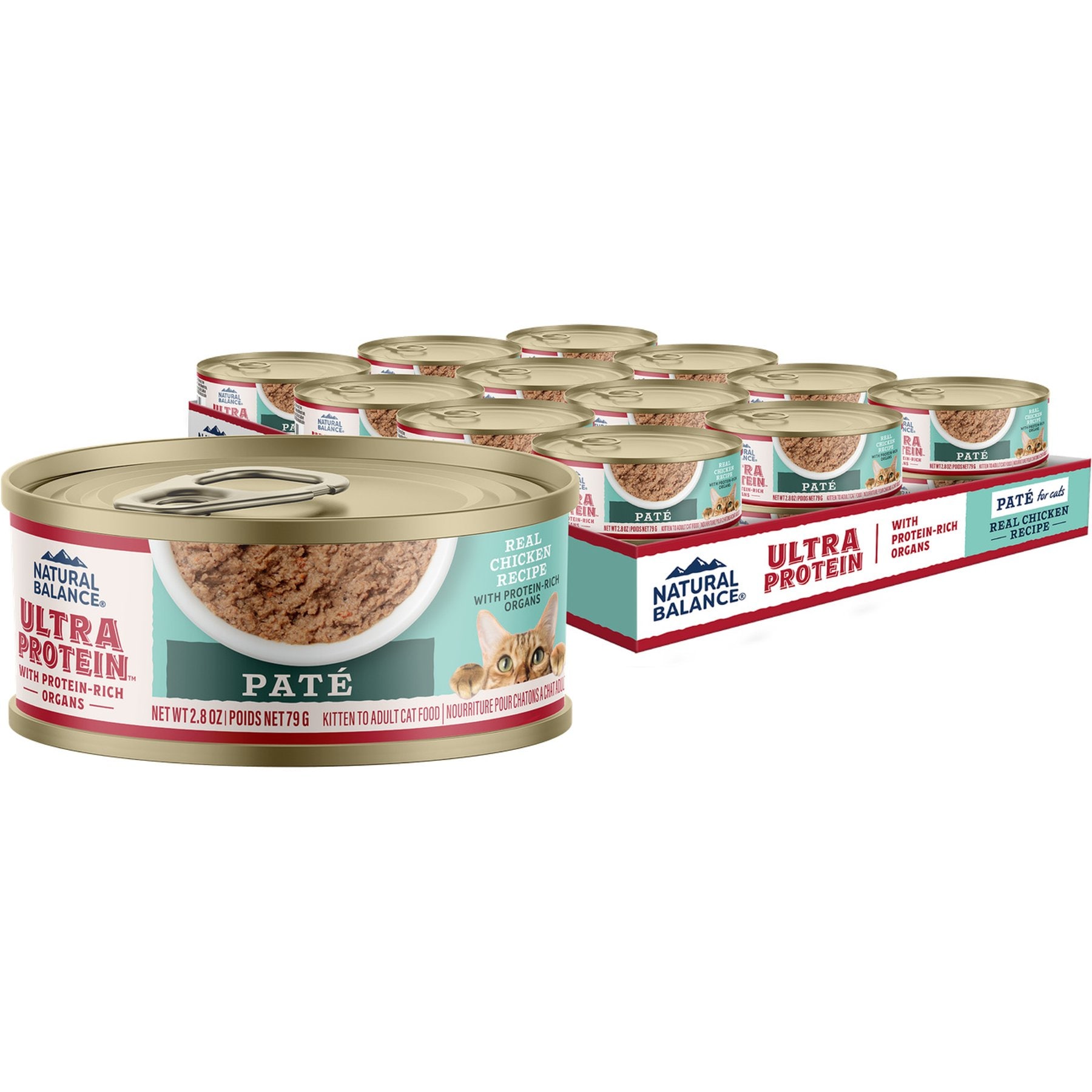 Natural Balance Ultra Protein Real Chicken Recipe with Protein-Rich Organs Pate Wet Cat Food, 2.8-oz can, bundle of 48