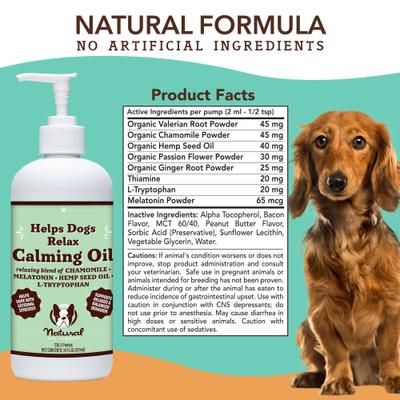 Show full view: Natural Dog Company Calming Hemp Oil Peanut Butter & Bacon Flavored Supplement for Dogs, 16-fl oz bottle slide 3 of 11
