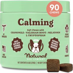 Natural Dog Company Calming Melatonin Peanut Butter & Bacon Flavored Soft Chew Supplement for Dogs, 90 count