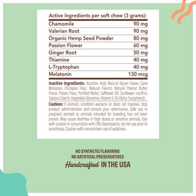 Show full view: Natural Dog Company Calming Melatonin Peanut Butter & Bacon Flavored Soft Chew Supplement for Dogs, 90 count slide 3 of 11