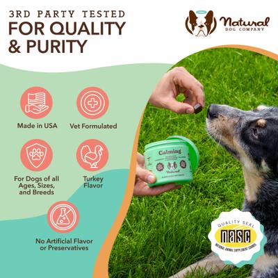 Show full view: Natural Dog Company Calming Melatonin Peanut Butter & Bacon Flavored Soft Chew Supplement for Dogs, 90 count slide 8 of 11