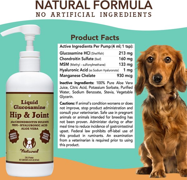 Show full view: Natural Dog Company Glucosamine Hip & Joint Liquid Supplement for Dogs, 16-fl oz bottle slide 9 of 10