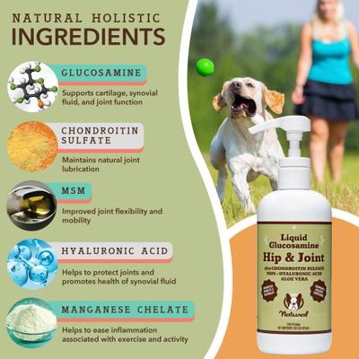 Show full view: Natural Dog Company Glucosamine Hip & Joint Liquid Supplement for Dogs, 16-fl oz bottle slide 3 of 11