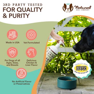 Show full view: Natural Dog Company Glucosamine Hip & Joint Liquid Supplement for Dogs, 32-fl oz bottle slide 8 of 11