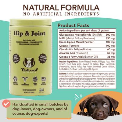 Show full view: Natural Dog Company Hip & Joint Chicken & Liver Flavored Soft Chew Supplement with Glucosamine & Chondroitin for Dogs, 180 count slide 8 of 10