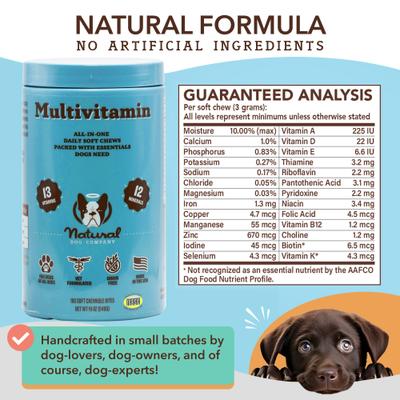 Show full view: Natural Dog Company Multivitamin Peanut Butter & Bacon Flavored Soft Chew Supplement for Dogs, 180 count slide 6 of 10