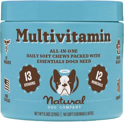 Natural Dog Company Multivitamin Peanut Butter & Bacon Flavored Soft Chew Supplement for Dogs, 90 count
