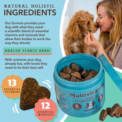 Show full view: Natural Dog Company Multivitamin Peanut Butter & Bacon Flavored Soft Chew Supplement for Dogs, 90 count slide 5 of 11