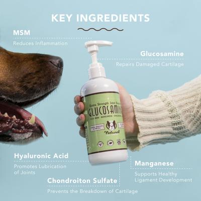 Show full view: Natural Dog Company Skin & Coat Omega-3 & Omega-6 Oil Dog Supplement, 16-fl oz bottle + Extra Strength Joint Support Liquid Glucosamine, 16-fl oz bottle slide 3 of 9