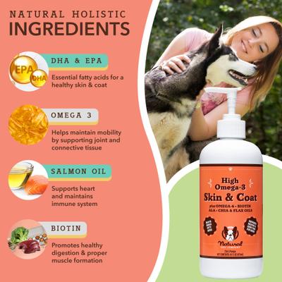 Show full view: Natural Dog Company Skin & Coat Omega-3 & Omega-6 Oil Dog Supplement, 16-fl oz bottle slide 3 of 10