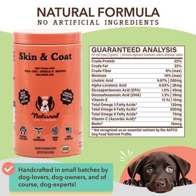Show full view: Natural Dog Company Skin & Coat Omega-3 Salmon & Pea Flavored Soft Chew Supplement for Dogs, 180 count slide 9 of 10