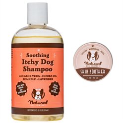 Natural Dog Company Skin Soother Healing Balm, 1-oz tin + Itchy Dog Shampoo, 12-oz bottle