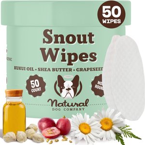 Natural Dog Company Snout Soother Dog Grooming Wipes, 50 count