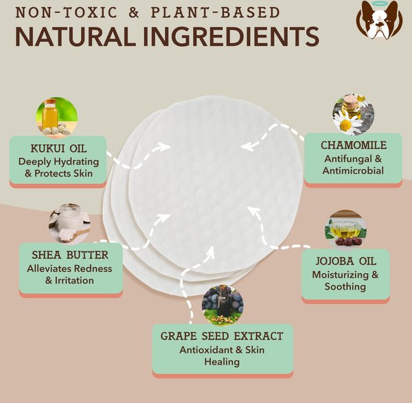 Natural Dog Company Snout Soother Dog Grooming Wipes, 50 count